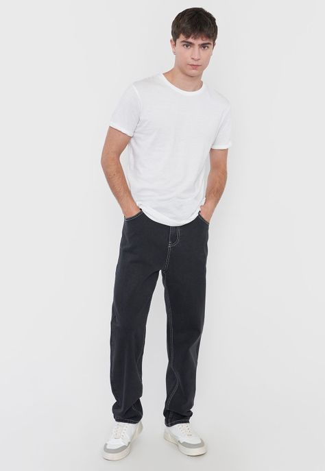 Jeans Hombre Skater Vintage Negro Corona-0