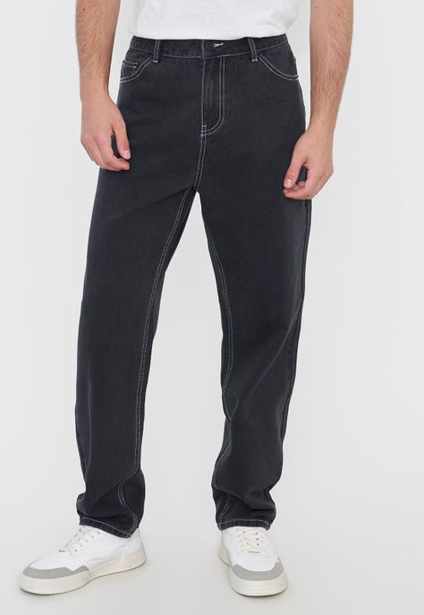 Jeans Hombre Skater Vintage Negro Corona-1