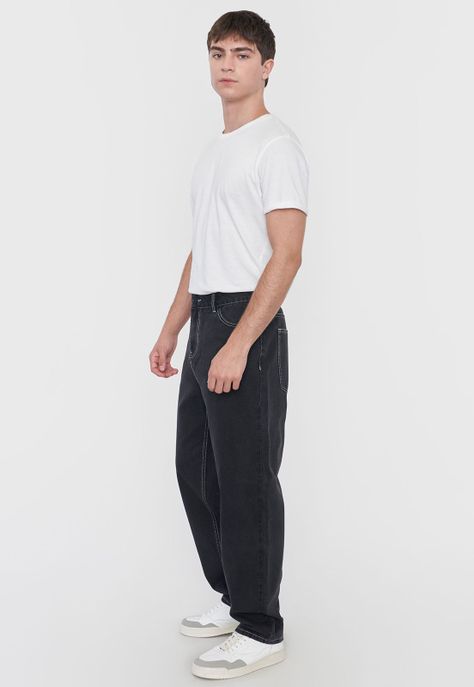 Jeans Hombre Skater Vintage Negro Corona-3