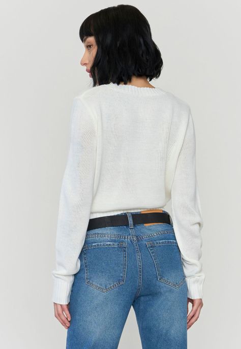 Sweater Mujer Básico Cuello Redondo Ecru Corona-1
