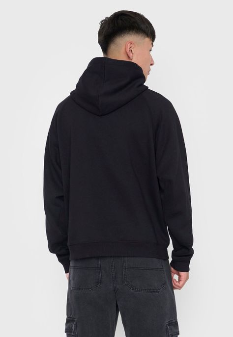 Polerón Hombre Hood Print Urbana Negro Corona-1
