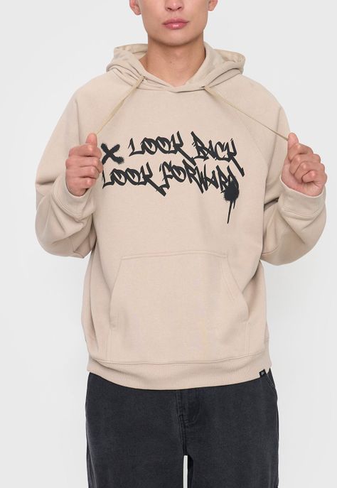 Polerón Hombre Hood Print Urbana Beige Corona-2