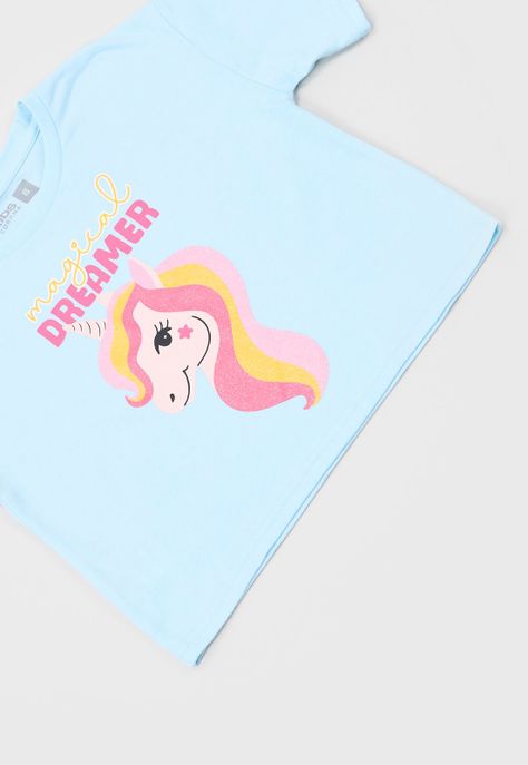 Polera Niña Kids M/C Focal Celeste Corona-3