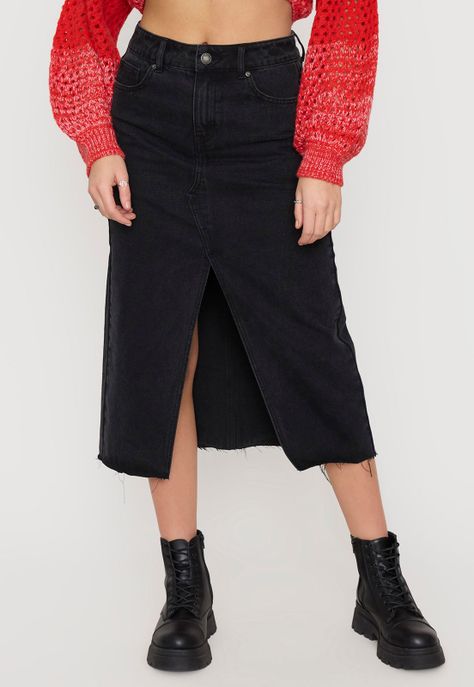 Falda Mujer Midi Negro Corona-1