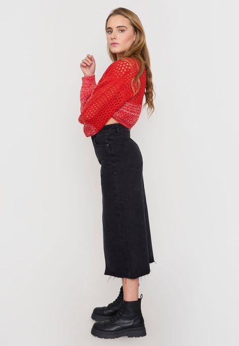 Falda Mujer Midi Negro Corona-3