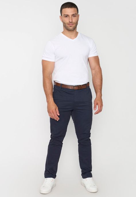 Pantalón Hombre Cinturón Azul Corona-0