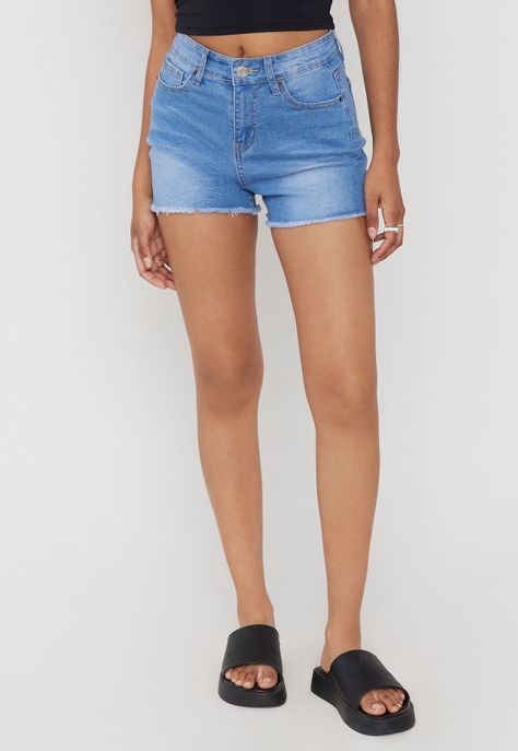 Short Mujer Mom Basta Cortada Azul Medio Corona-0