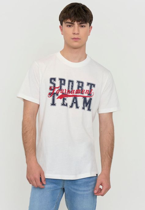 Polera Hombre R-Neck Print Blanco Corona-0