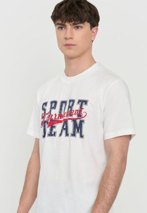 Polera Hombre R-Neck Print Blanco Corona-2