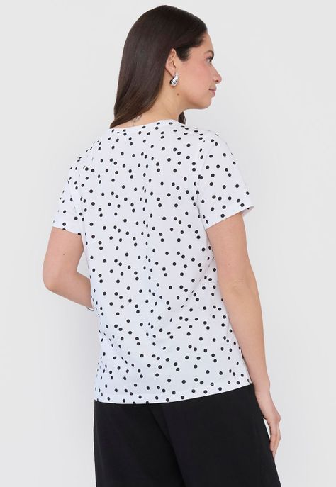 Polera Mujer M/c Focal Print Flores Puntos Corona-1