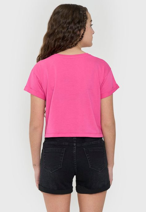 Polera Niña Teen Manga Corta Fun Fucsia Corona-1