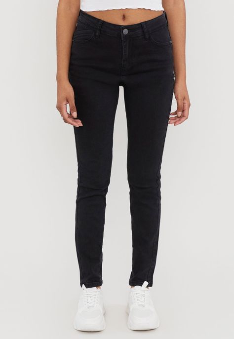 Jeans Mujer Básico Push Up Negro Corona-0