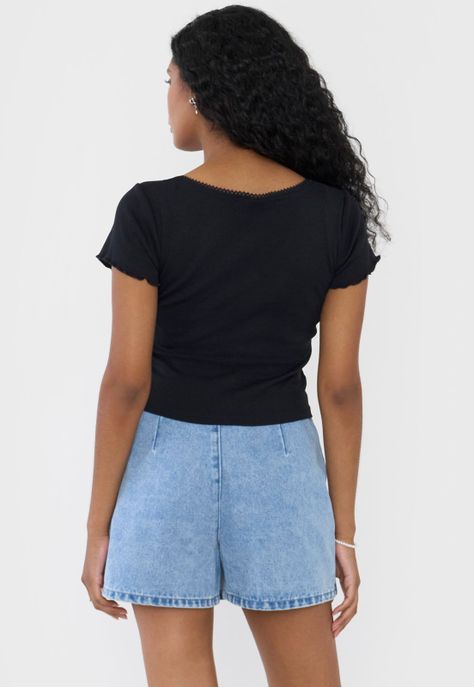 Polera Mujer Botones Negro Corona-1