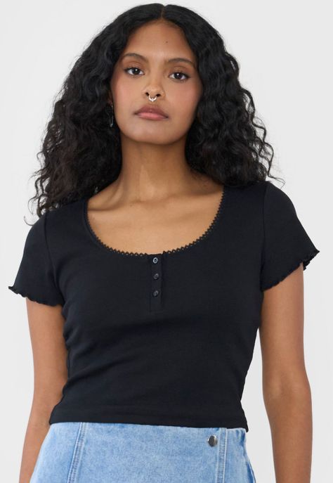 Polera Mujer Botones Negro Corona-2