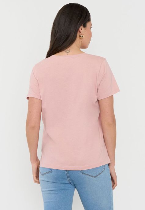 Polera Mujer M/C Focal Print Rosa Corona-1