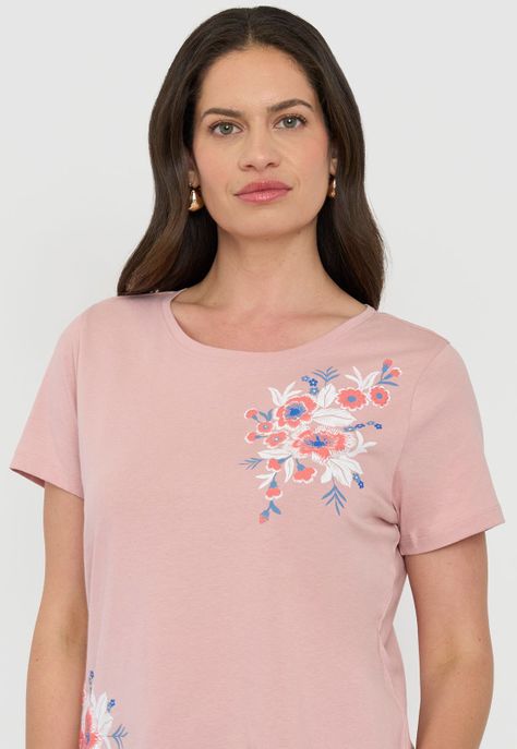 Polera Mujer M/C Focal Print Rosa Corona-2
