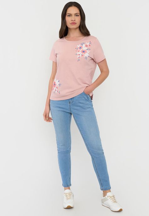 Polera Mujer M/C Focal Print Rosa Corona-3