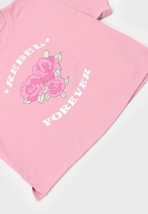 Polera Niña Teen M/C Focal Rosado Corona-3