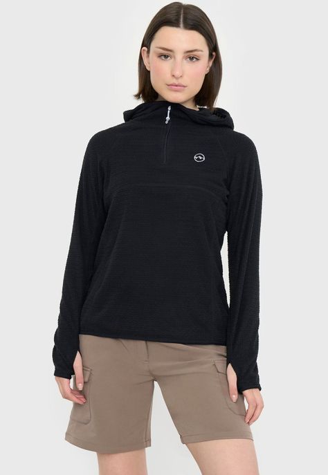Polerón Outdoor Mujer Waffle III Negro Corona-0