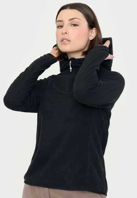 Polerón Outdoor Mujer Waffle III Negro Corona-2