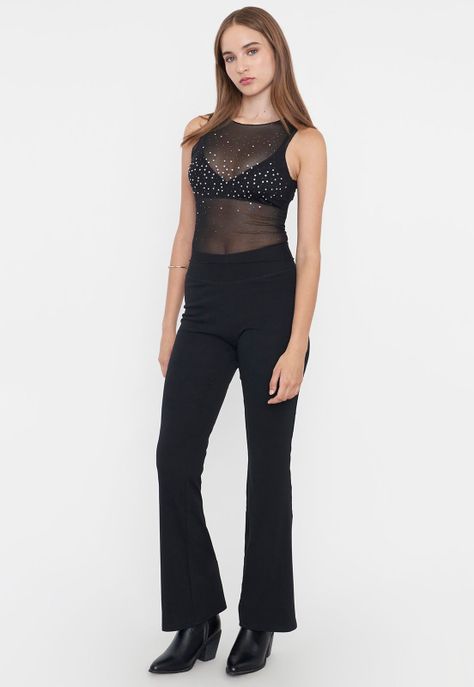 Polera Mujer Malla Brillos Negro Corona-3
