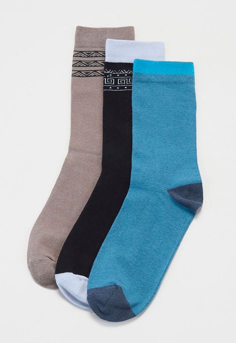 Calcetines Hombre Tripack Print Tribal Negro Corona-0