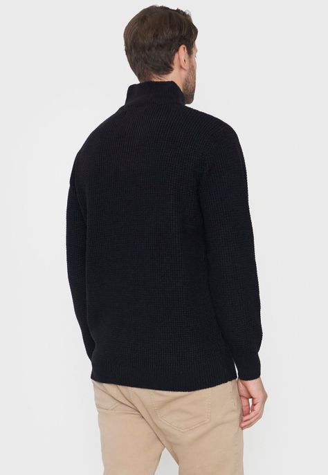 Tejido Hombre Cuello Botones Negro Corona-1
