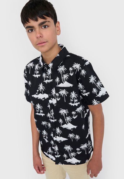 Camisa Niño Teen Fullprint Negro Corona-0