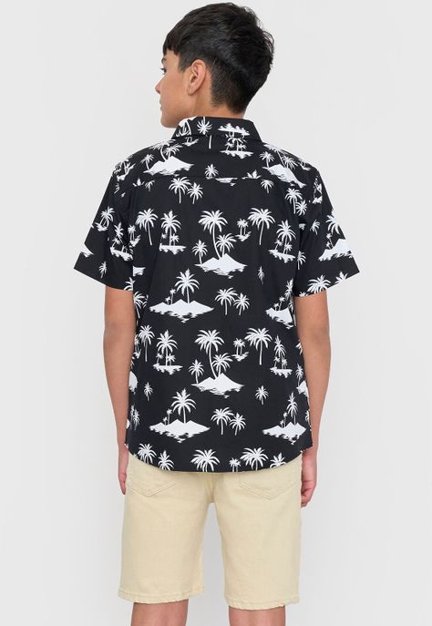 Camisa Niño Teen Fullprint Negro Corona-2