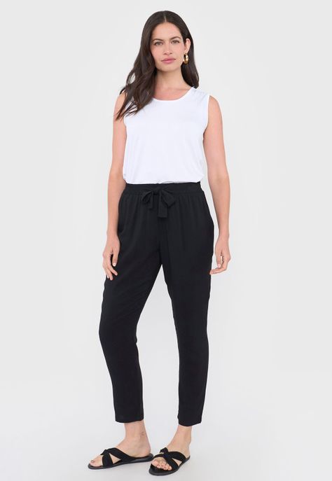 Pantalón Mujer Lazo Liso Negro Corona-0