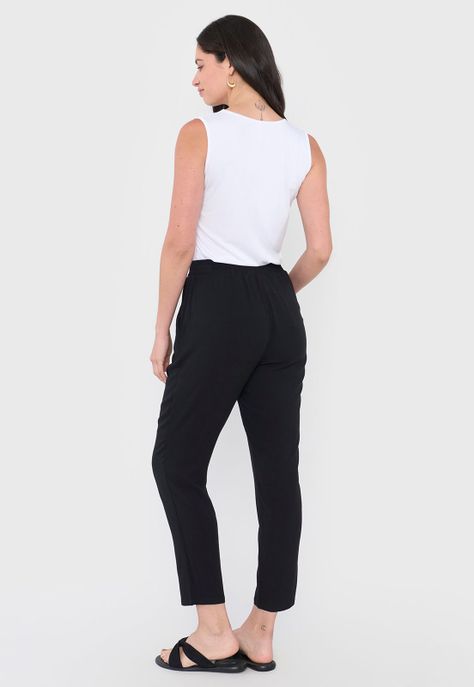 Pantalón Mujer Lazo Liso Negro Corona-2