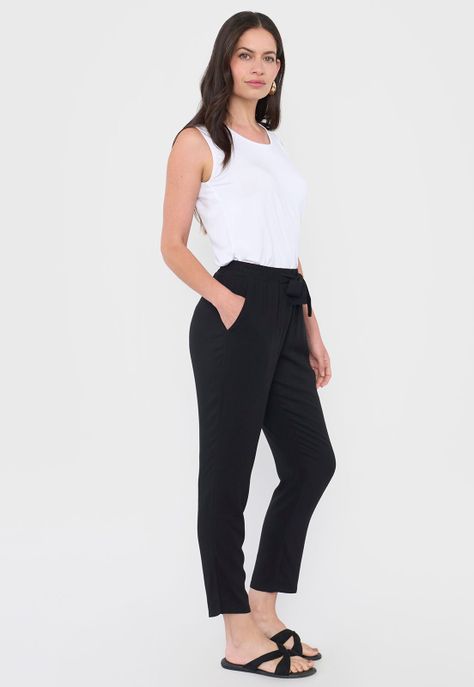 Pantalón Mujer Lazo Liso Negro Corona-3