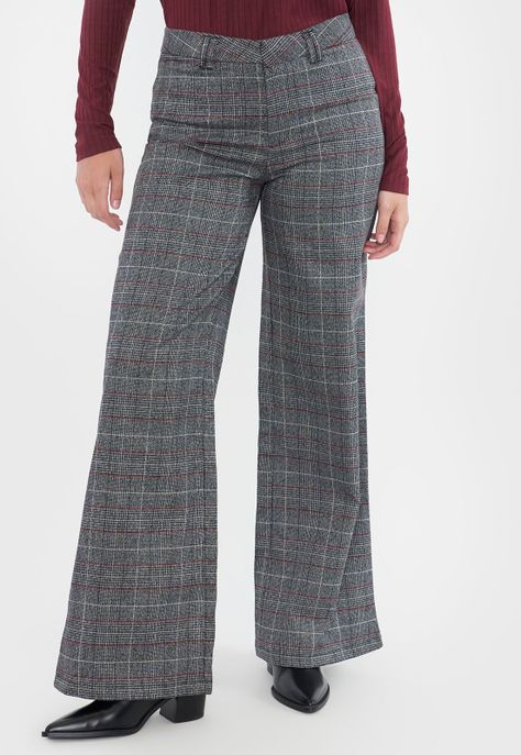 Pantalón Mujer Sastrero Gris Checks Corona-1