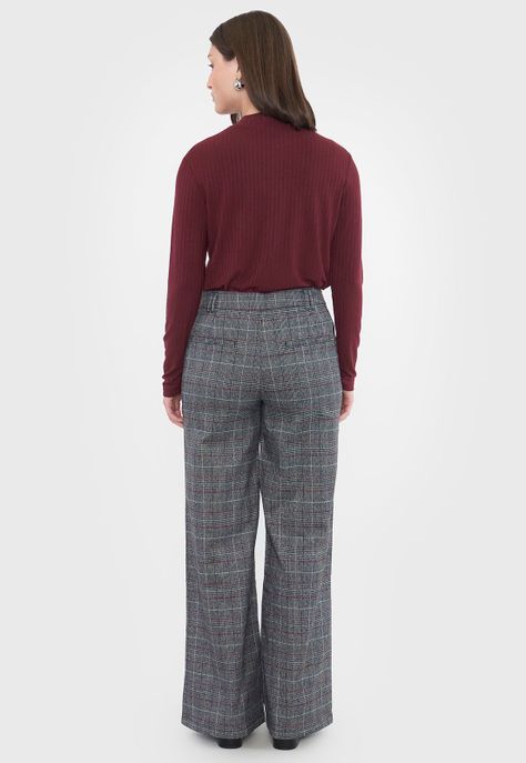Pantalón Mujer Sastrero Gris Checks Corona-2
