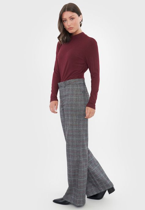 Pantalón Mujer Sastrero Gris Checks Corona-3