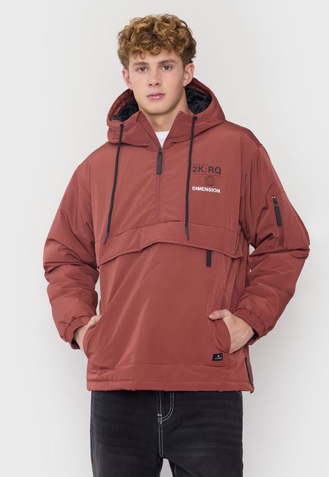 Parka Hombre Bolsillo Canguro Rojo Corona-0