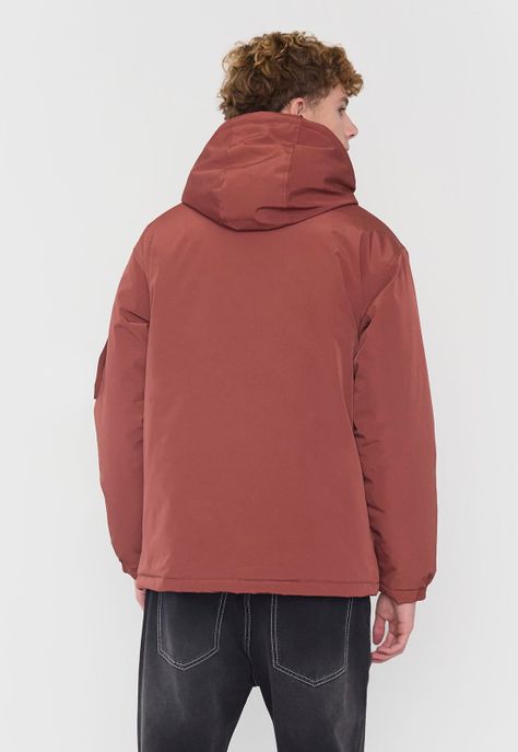 Parka Hombre Bolsillo Canguro Rojo Corona-1