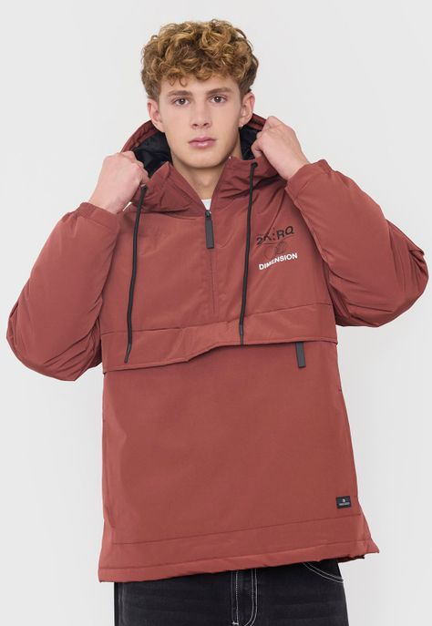 Parka Hombre Bolsillo Canguro Rojo Corona-2