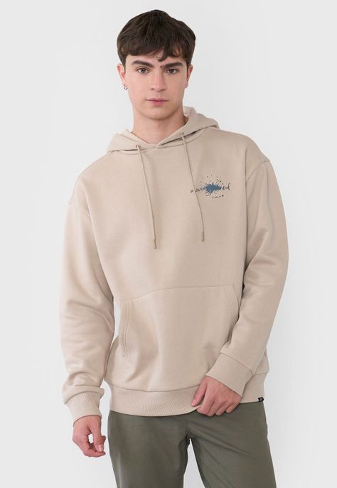 Polerón Hombre Hood Print Grafitti Beige Corona-0