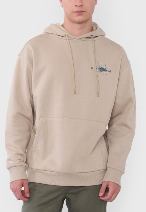 Polerón Hombre Hood Print Grafitti Beige Corona-2