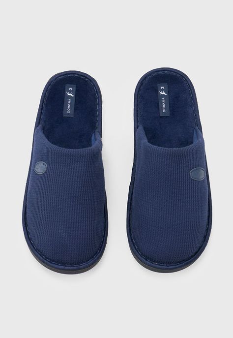 Pantufla Hombre Básica Azul Corona-2