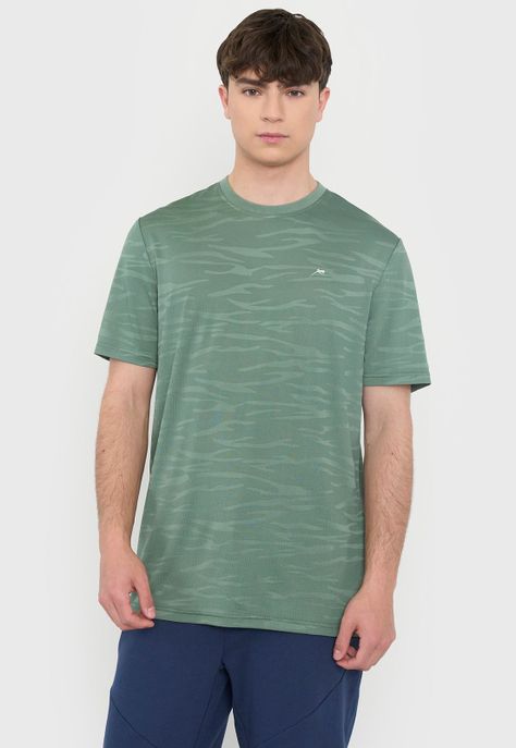 Polera Hombre Deportiva Texturizada Verde Corona-0