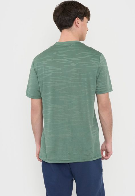 Polera Hombre Deportiva Texturizada Verde Corona-1