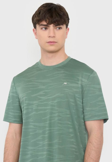 Polera Hombre Deportiva Texturizada Verde Corona-2