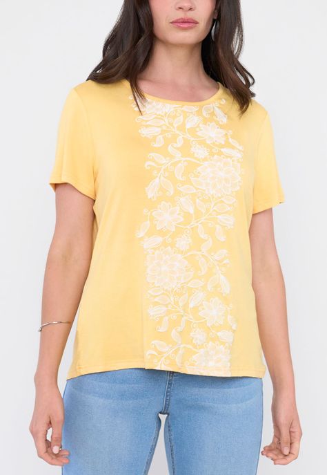 Polera Mujer Print Boho Amarillo Corona-2