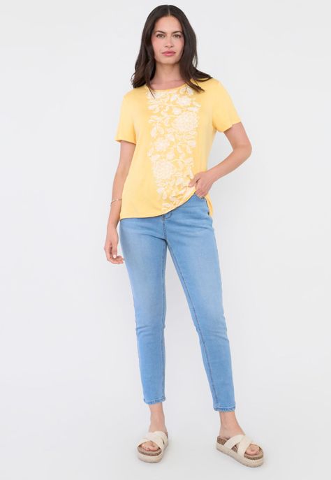 Polera Mujer Print Boho Amarillo Corona-3