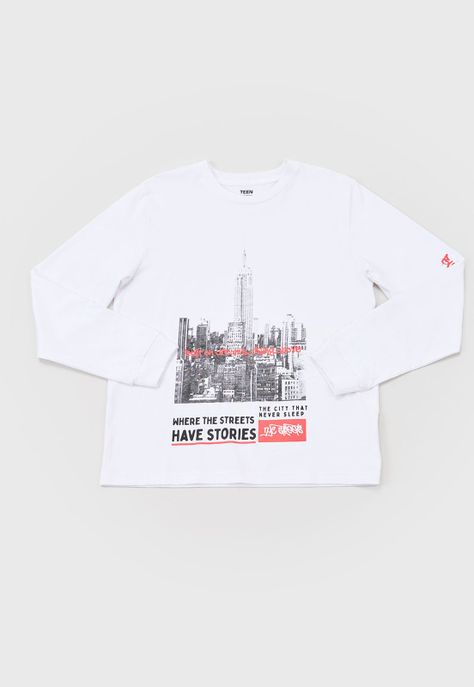 Polera Niño Teen M/L Focal Blanco Corona-0