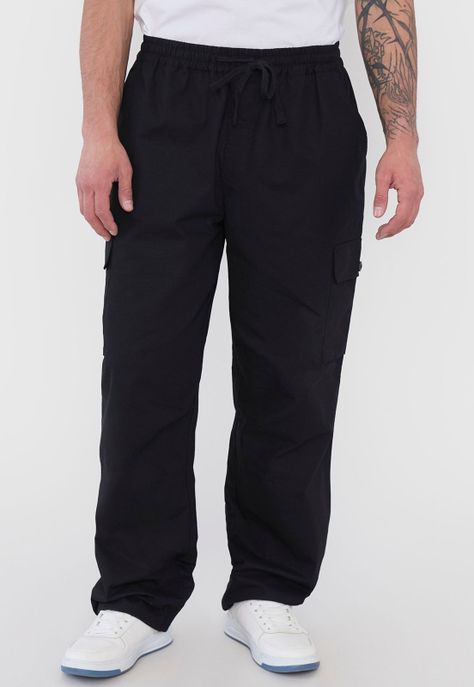 Pantalón Hombre Parachute Fit Negro Corona-1