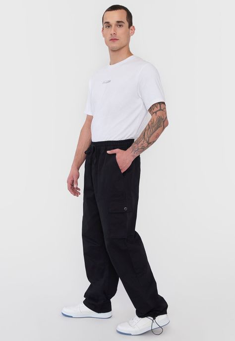 Pantalón Hombre Parachute Fit Negro Corona-3