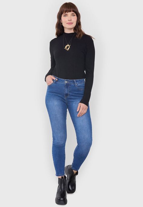 Jeans Mujer Azul Medio Calce Skinny Corona-0
